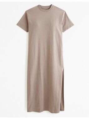 Abercrombie & Fitch Taupe Mixi T‑Shirt Dress with Side Slit Size S minimalist